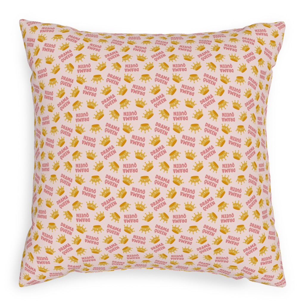 Drama Queen - Pink Pillow, Woven, Black, 20x20, Single Sided, Pink, Bright Pink