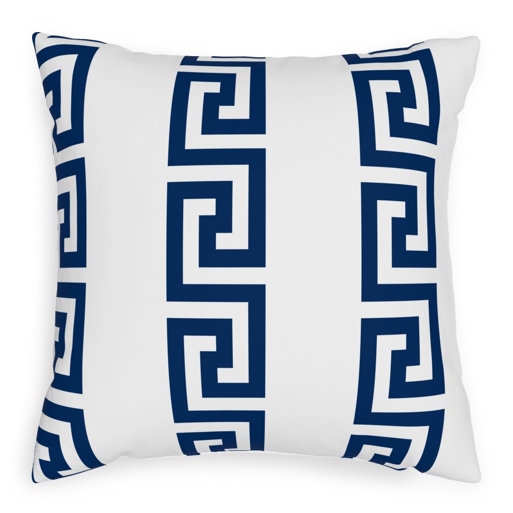 Greek Key - Navy Pillow, Woven, Black, 20x20, Single Sided, Blue, True Blue