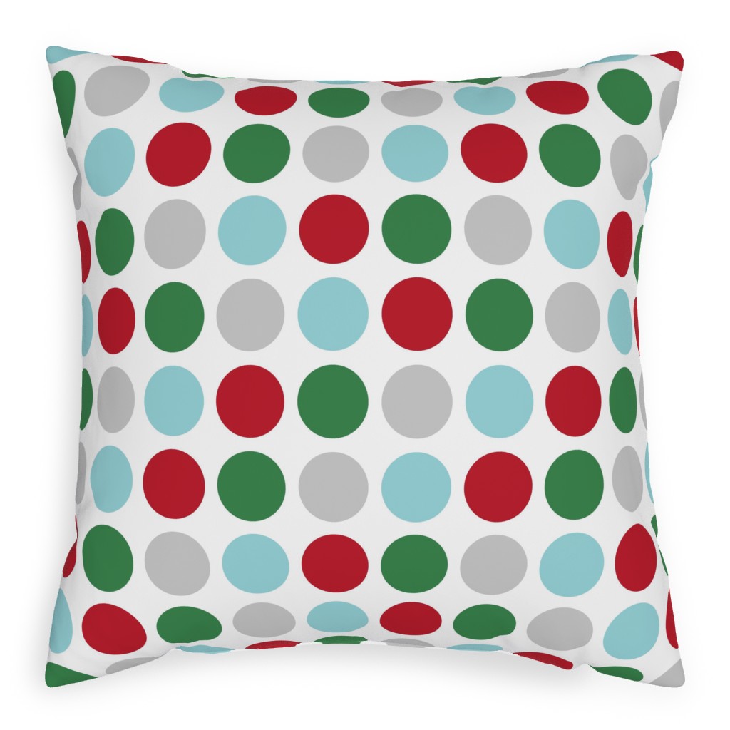 Christmas Wish Polka Dots - Multi Pillow, Woven, Black, 20x20, Single Sided, Multicolor