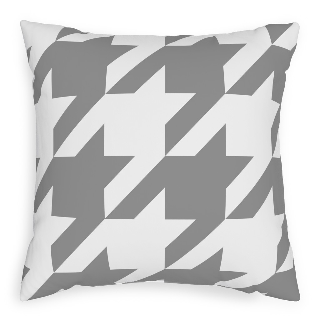 Modern Houndstooth Check - Grey and White Pillow, Woven, Black, 20x20, Single Sided, Gray