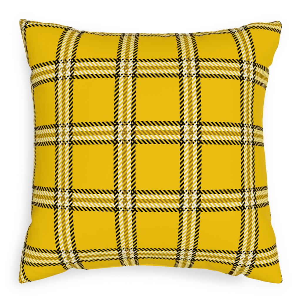 Cher's Plaid Pillow, Woven, Black, 20x20, Single Sided, Yellow, Classic Yellow