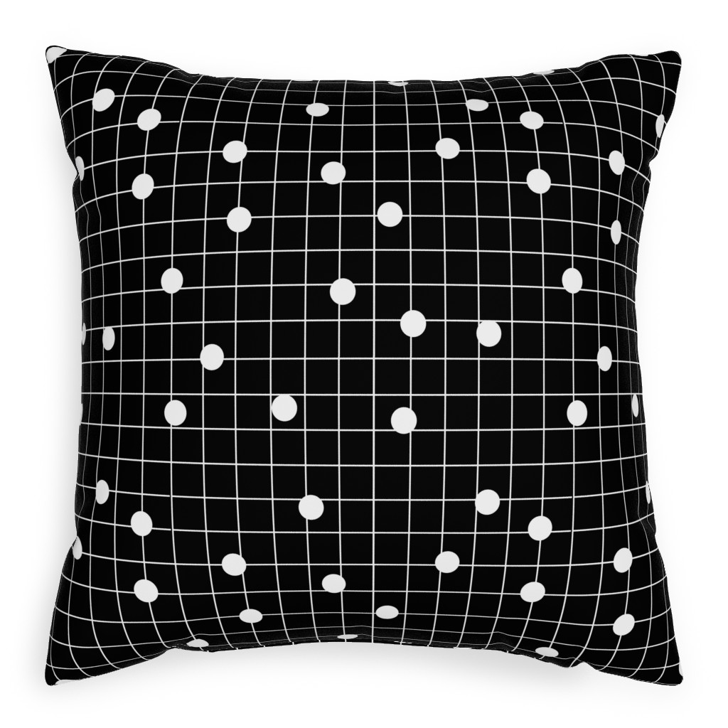 Dot Line - Black and White Pillow, Woven, Black, 20x20, Single Sided, Black