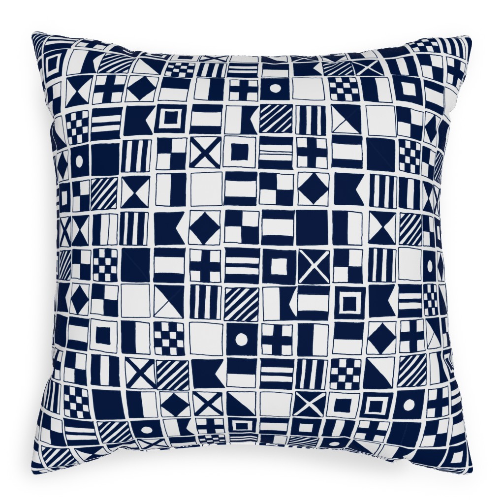 Sailing Flags - Navy Blue Pillow, Woven, Black, 20x20, Single Sided, Blue, True Blue