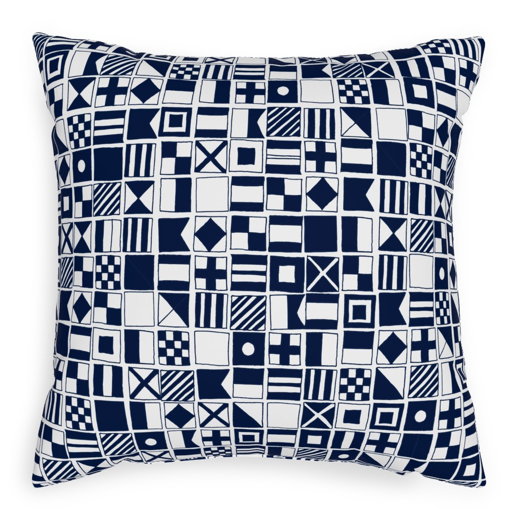 Sailing Flags - Navy Blue Pillow, Woven, Black, 20x20, Single Sided, Blue