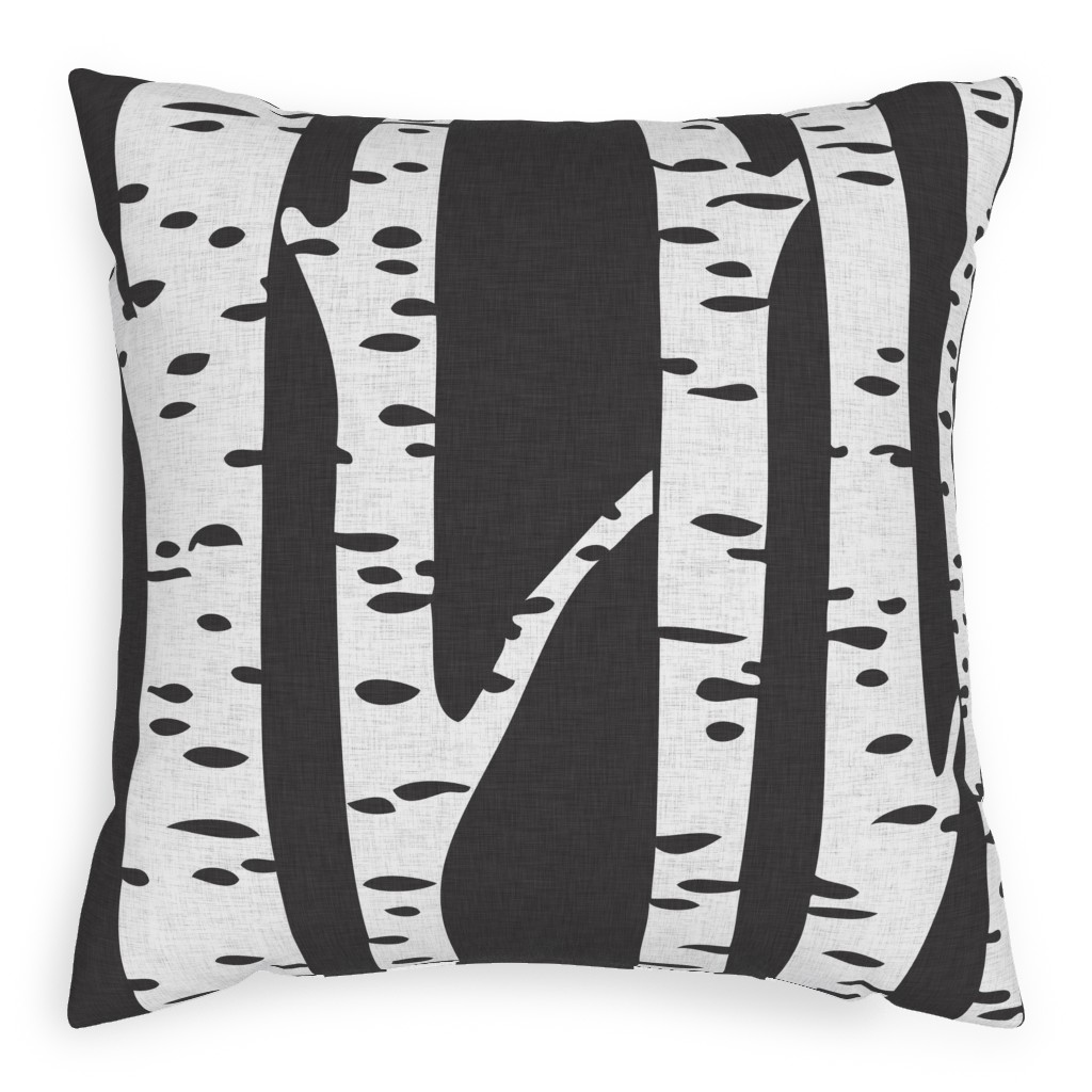 Birch - Black Pillow, Woven, Black, 20x20, Single Sided, Gray