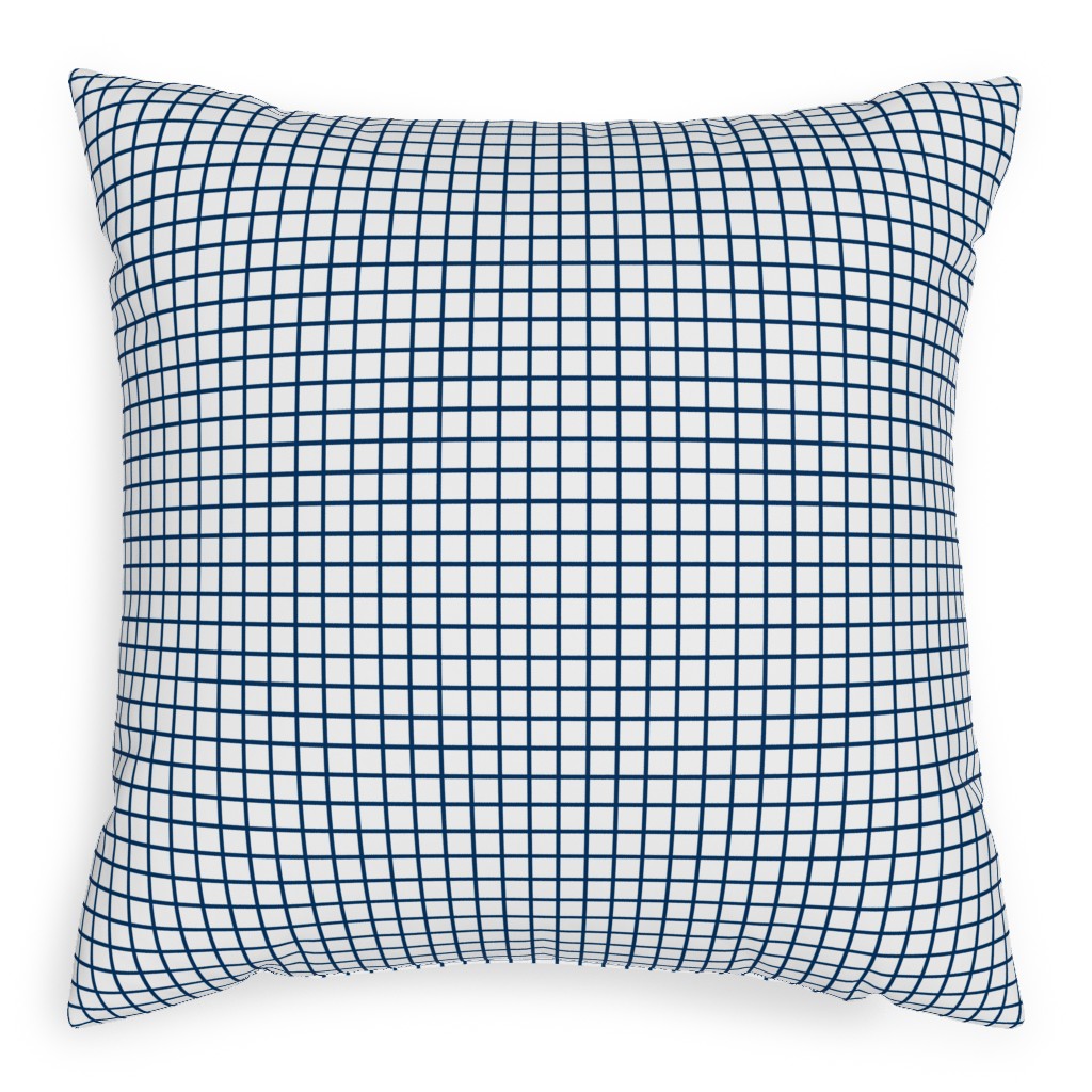 Grid - Navy and White Pillow, Woven, Black, 20x20, Single Sided, Blue, True Blue