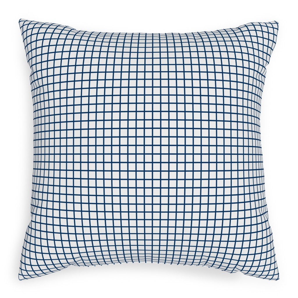 Grid - Navy and White Pillow, Woven, Black, 20x20, Single Sided, Blue