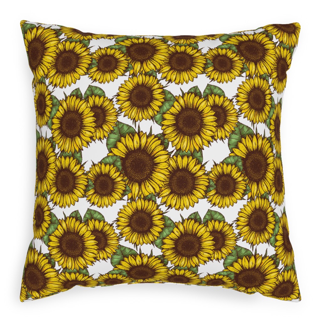 Sunflowers Pillow, Woven, Black, 20x20, Single Sided, Yellow
