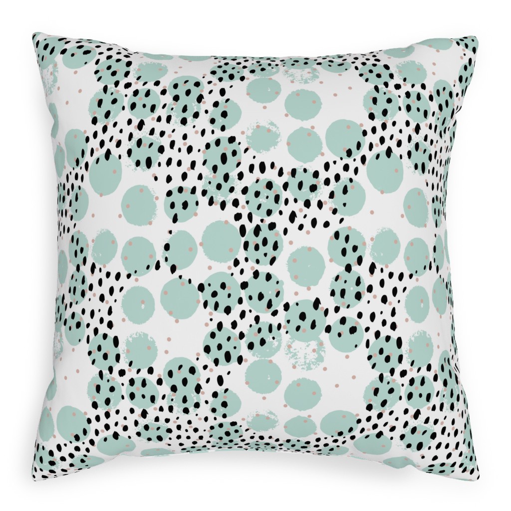 Abstract Rain - Green Pillow, Woven, Black, 20x20, Single Sided, Green