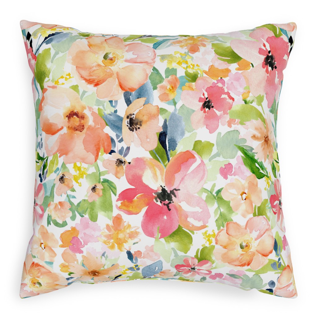 Floral Love Print Pillow, Woven, Black, 20x20, Single Sided, Multicolor