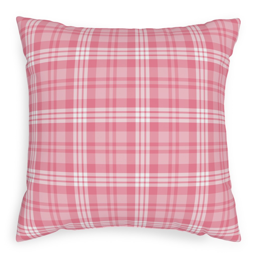 Plaid Pattern Pillow, Woven, Black, 20x20, Single Sided, Pink, Penelope