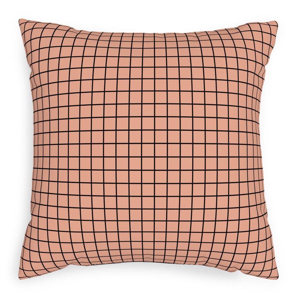 Square Grid Pillow, Woven, Black, 20x20, Single Sided, Pink, Dusk Pink