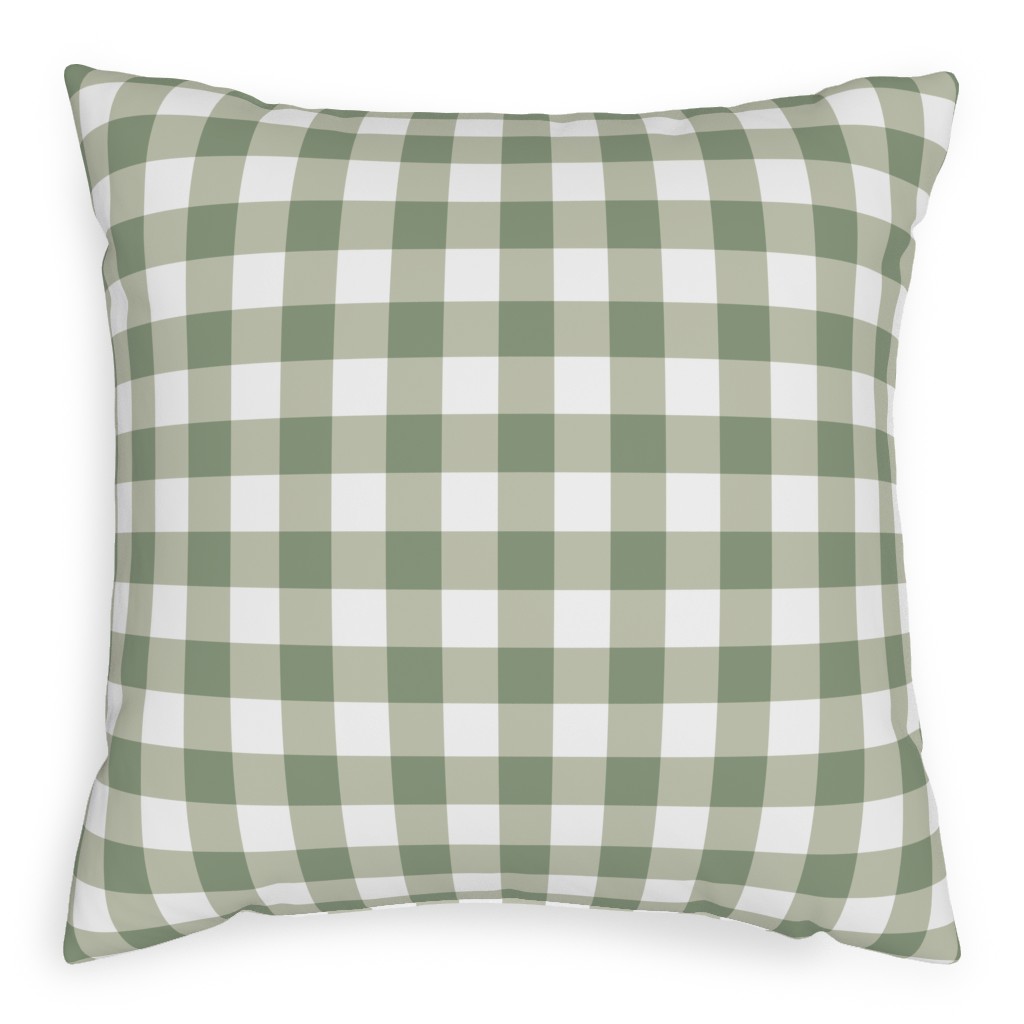 Plaid - Green Pillow, Woven, Black, 20x20, Single Sided, Green