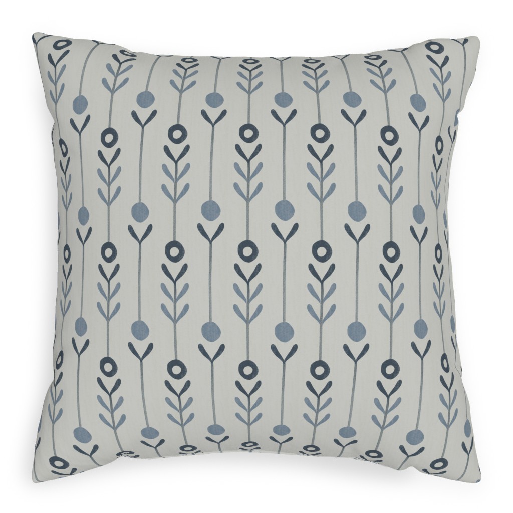 Farmhouse Flowers - Line Art Pillow, Woven, Black, 20x20, Single Sided, Blue, True Blue