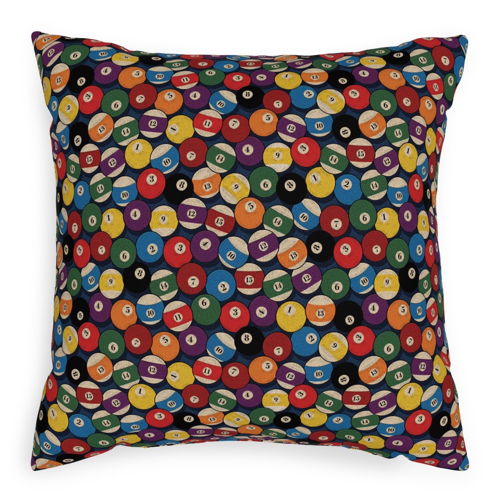 Billiard Bowls - Multi Pillow, Woven, Black, 20x20, Single Sided, Multicolor