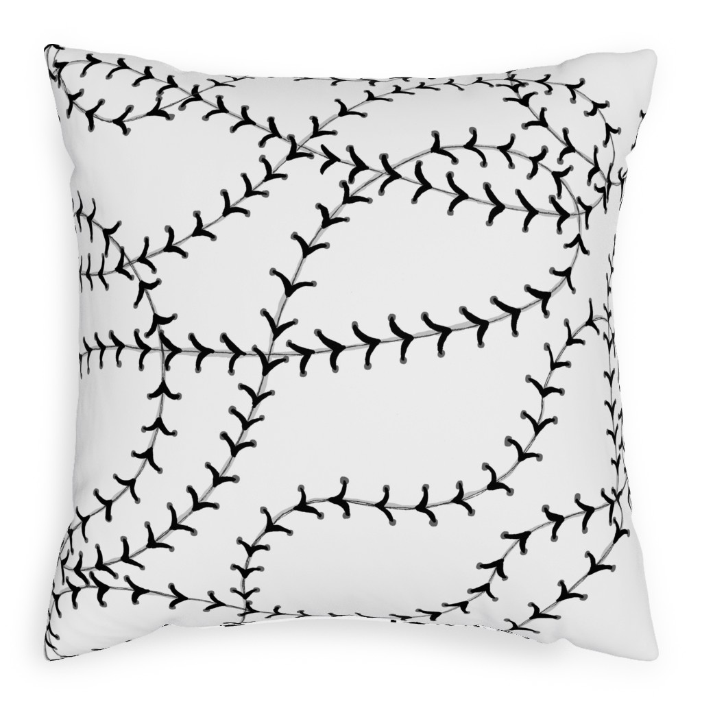 Ball Pillow, Woven, Black, 20x20, Single Sided, White