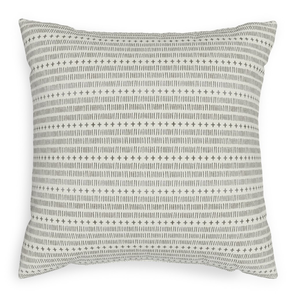 Modern Farmhouse Dash - Light Pillow, Woven, Black, 20x20, Single Sided, Beige