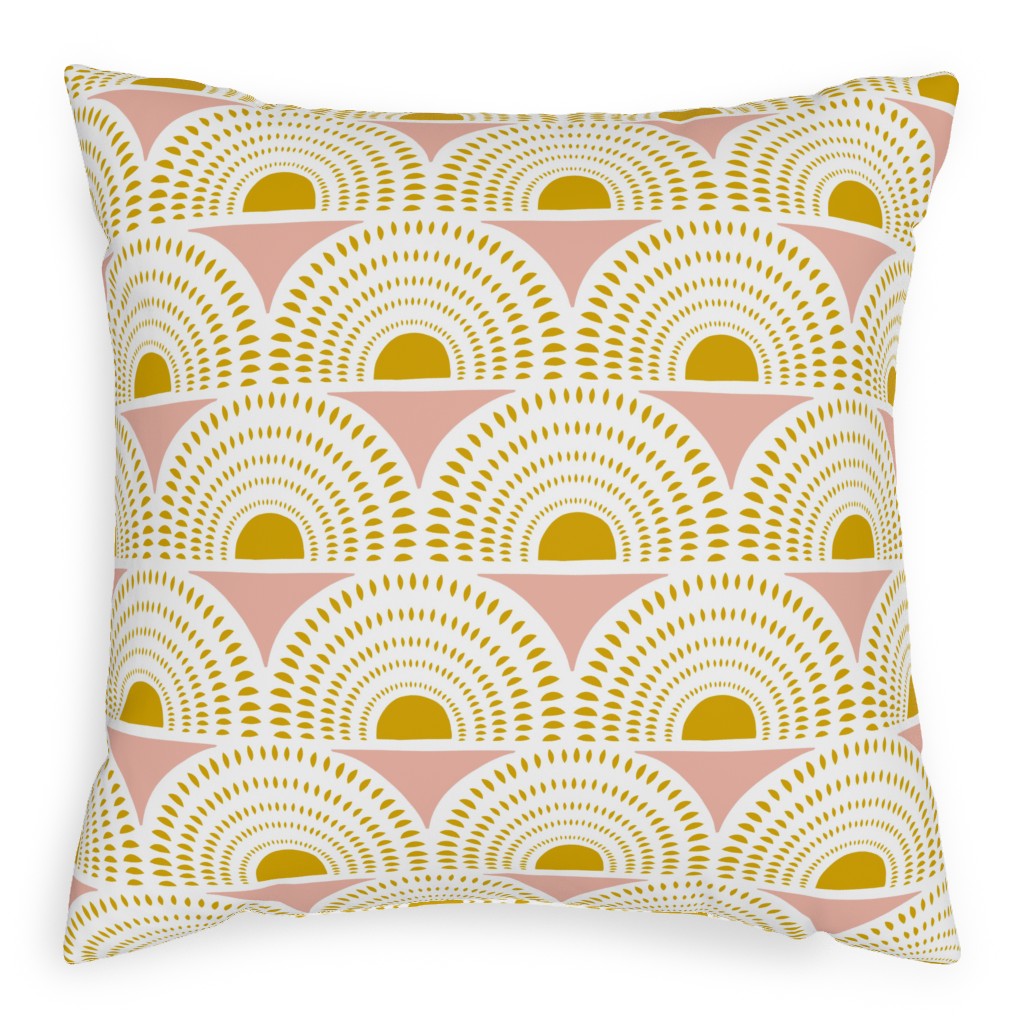 Aurora Geometric - Blush and Goldenrod Pillow, Woven, Black, 20x20, Single Sided, Yellow, Classic Yellow