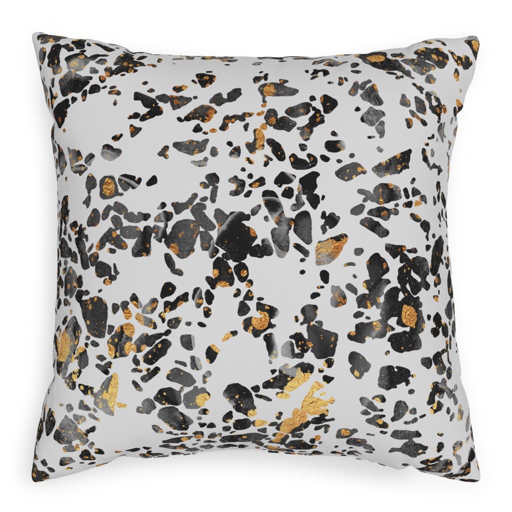 Gold Speckled Terrazzo Pillow, Woven, Black, 20x20, Single Sided, Black