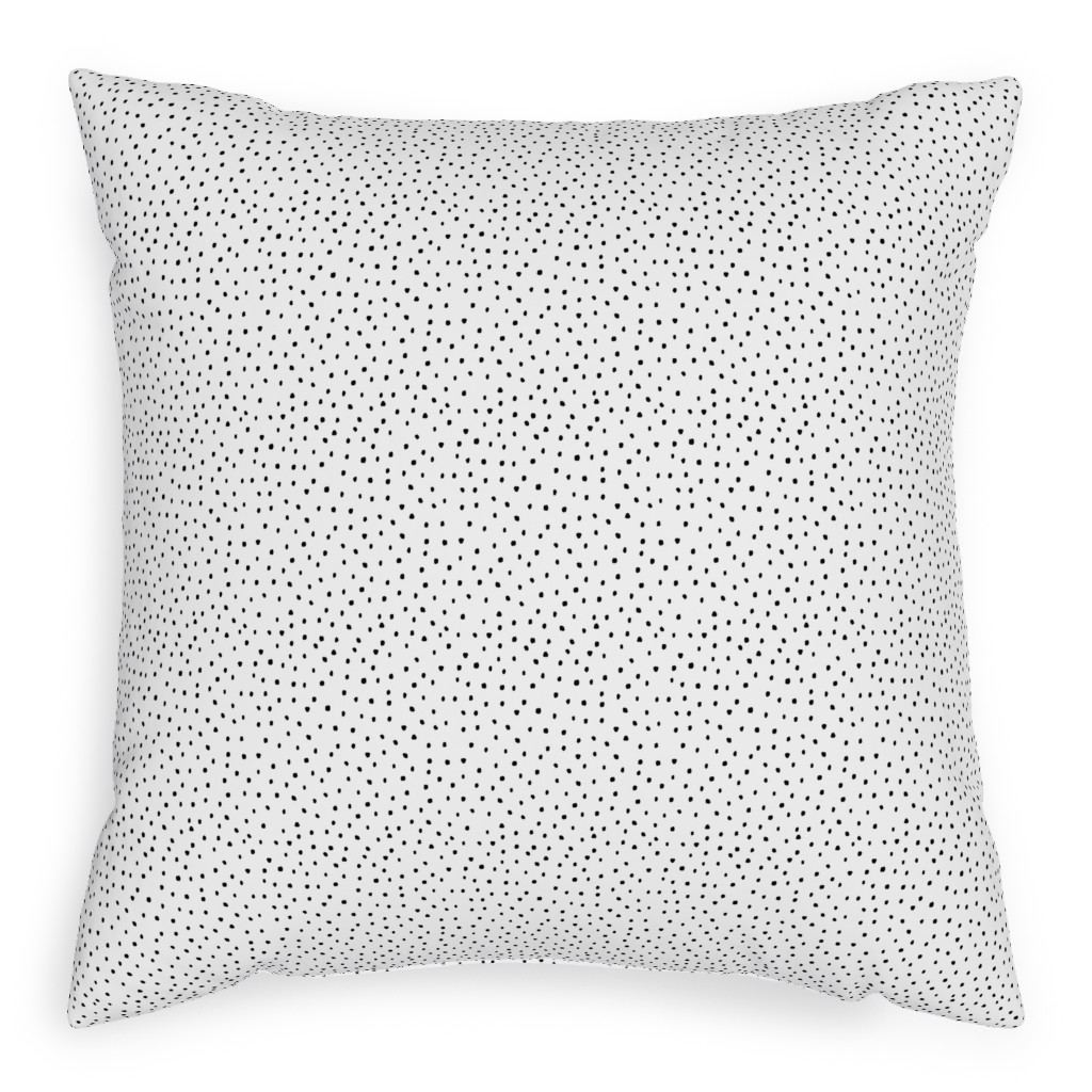 Tiny Dot - Black + White Pillow, Woven, Black, 20x20, Single Sided, White, White