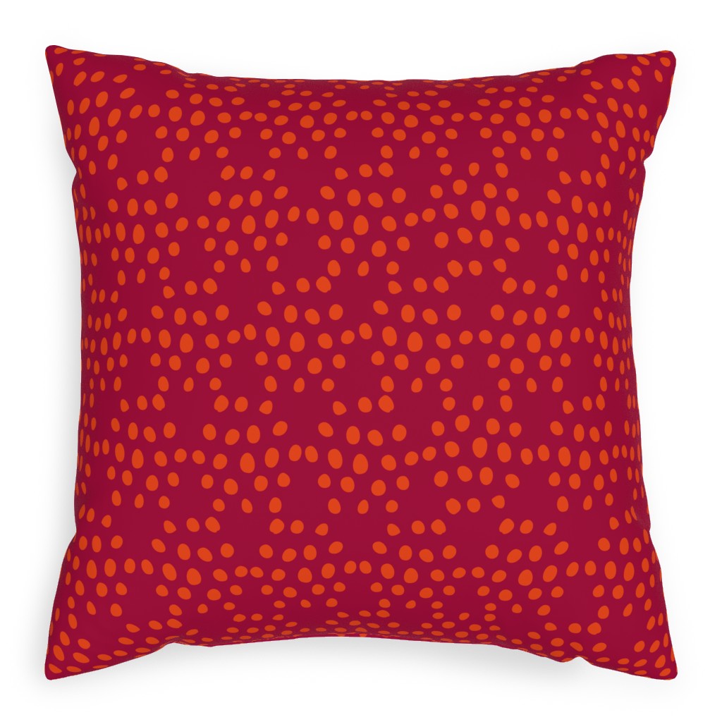 Hexagon Dots - Red and Orange Pillow, Woven, Black, 20x20, Single Sided, Red, Red