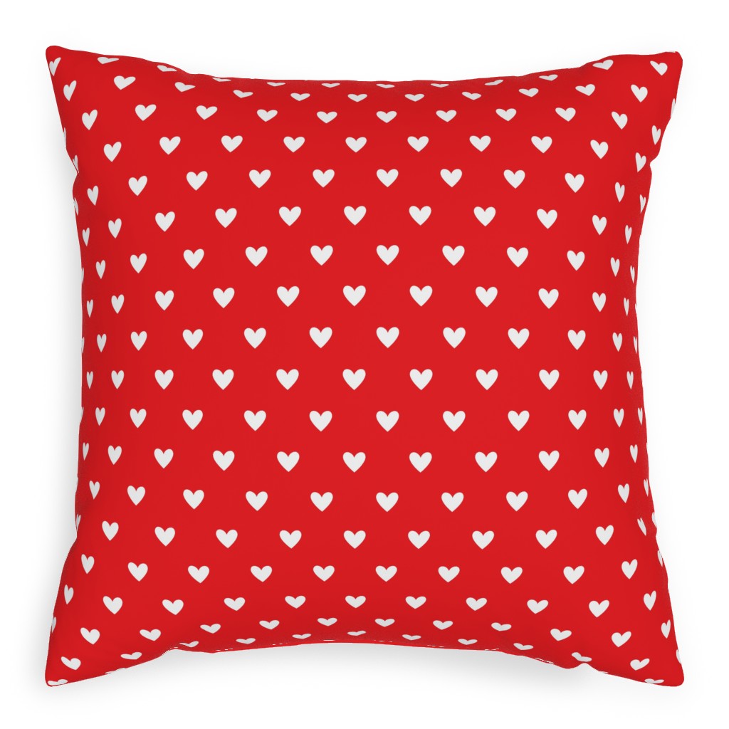 Love Hearts - Red Pillow, Woven, Black, 20x20, Single Sided, Red, Red