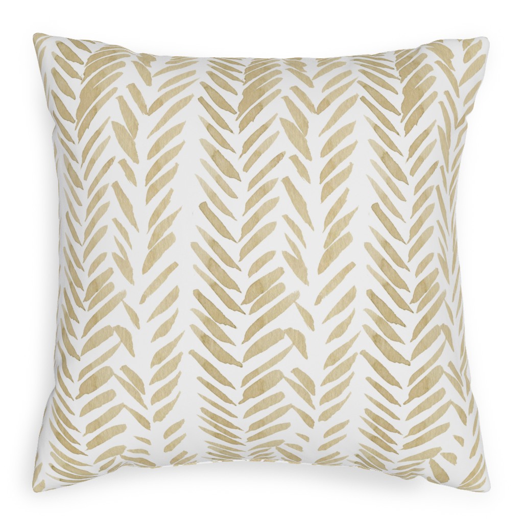 Leaf - Gold Pillow, Woven, Black, 20x20, Single Sided, Yellow