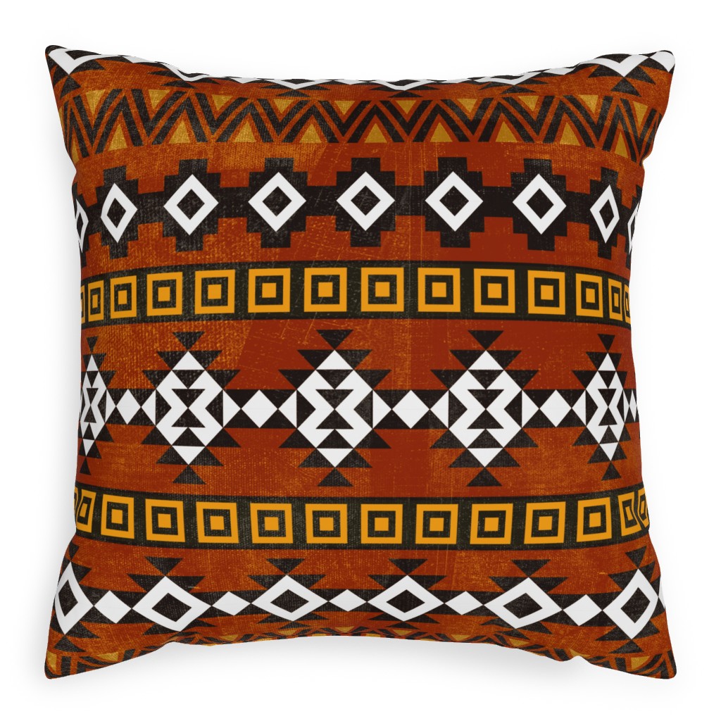 Modern Desert - Rust Pillow, Woven, Black, 20x20, Single Sided, Orange