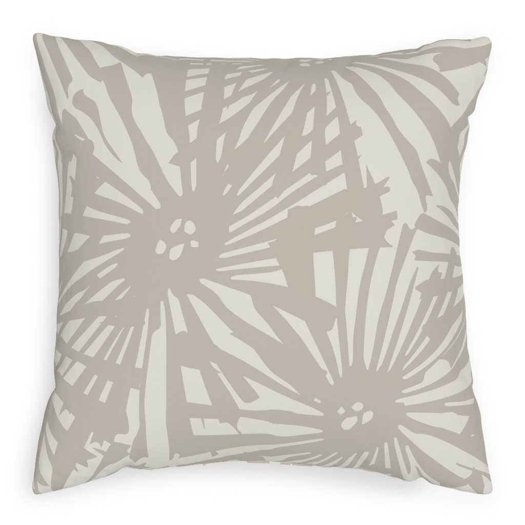 Large Cactus Flower Bloom - Beige Pillow, Woven, Black, 20x20, Single Sided, Beige