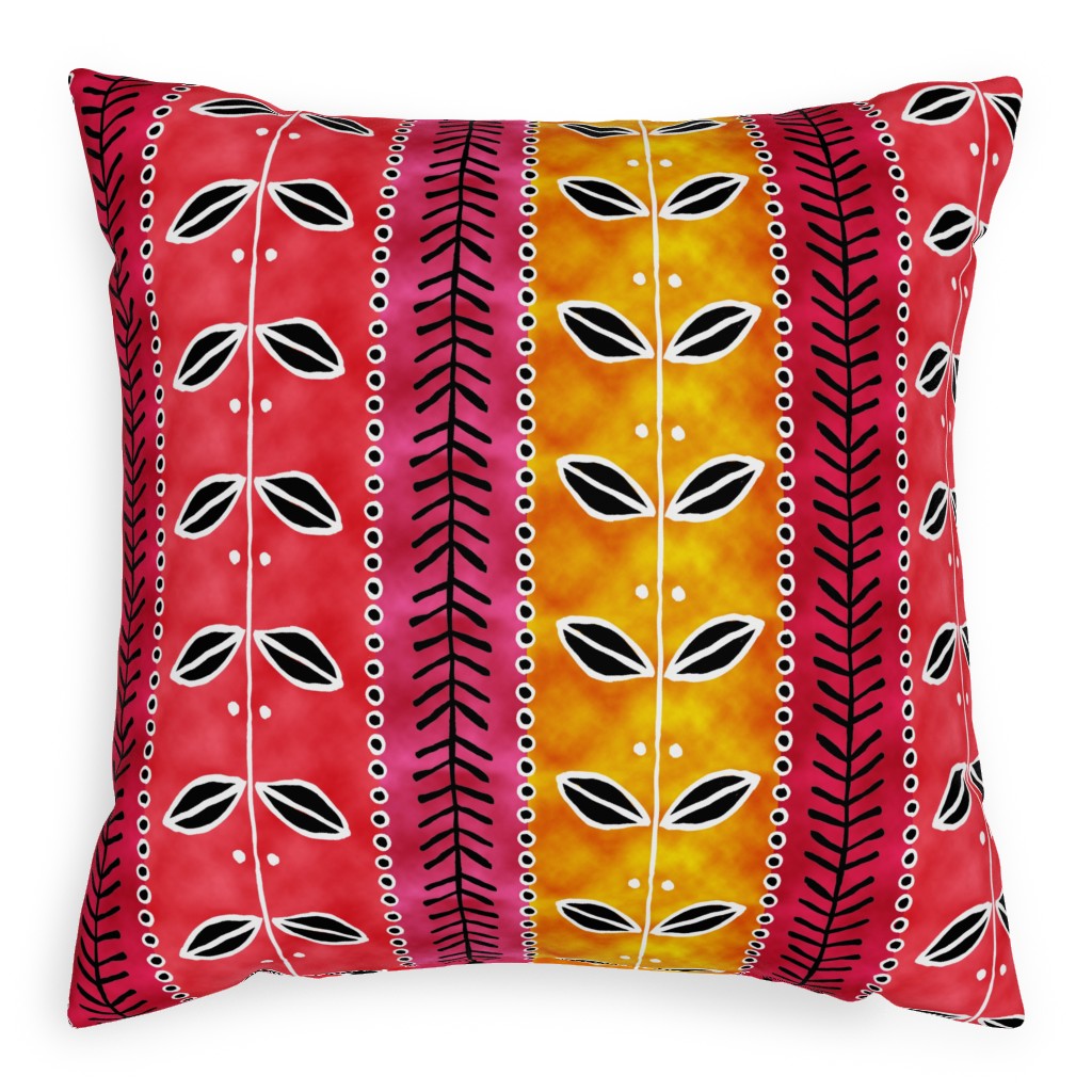 Ribbons Pillow, Woven, Black, 20x20, Single Sided, Red, Red