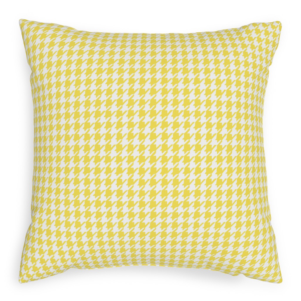 Happy Houndstooth Pillow, Woven, Black, 20x20, Single Sided, Yellow