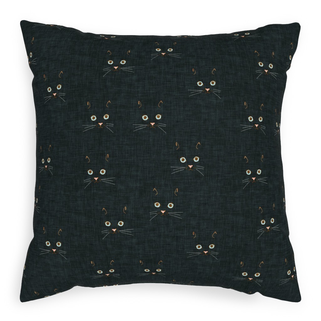 Cat Face - Black Pillow, Woven, Black, 20x20, Single Sided, Black, Black