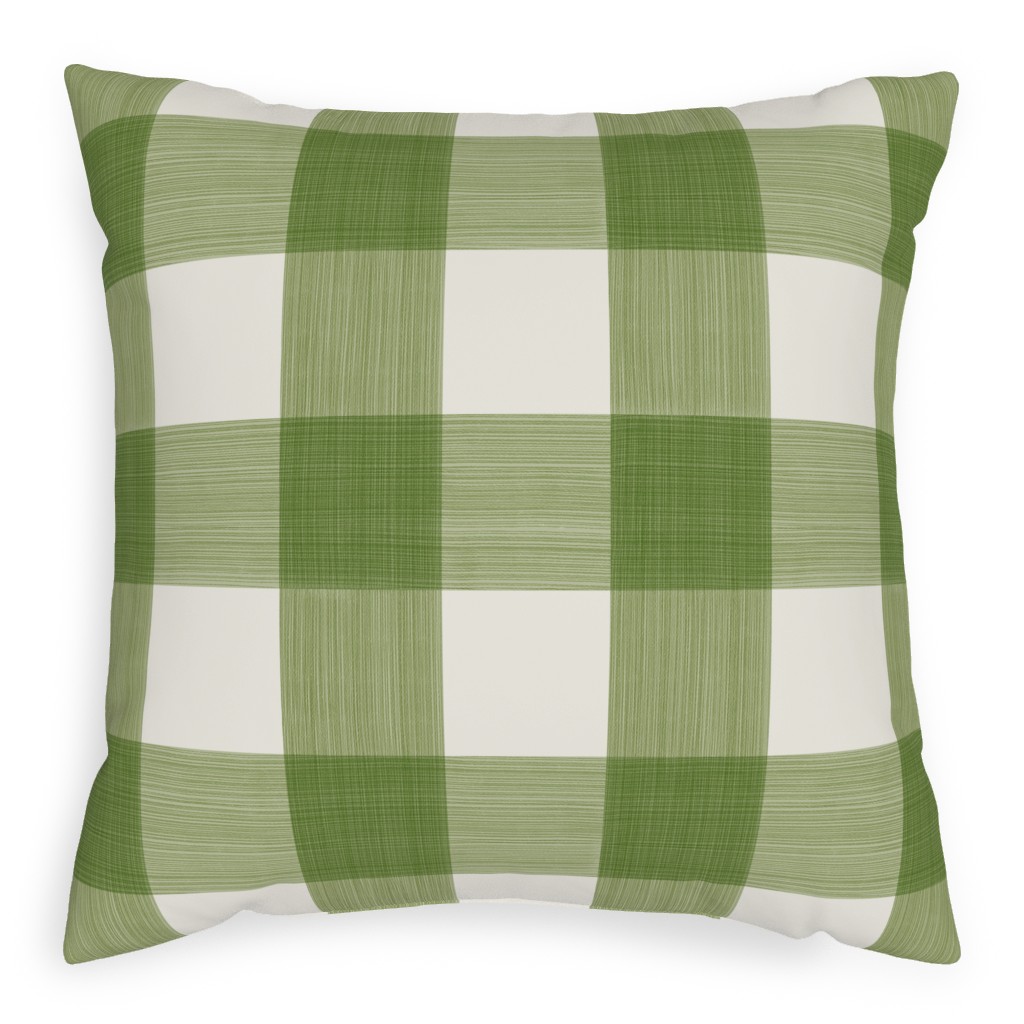 Buffalo Check Pillow, Woven, Black, 20x20, Single Sided, Green, Classic Green