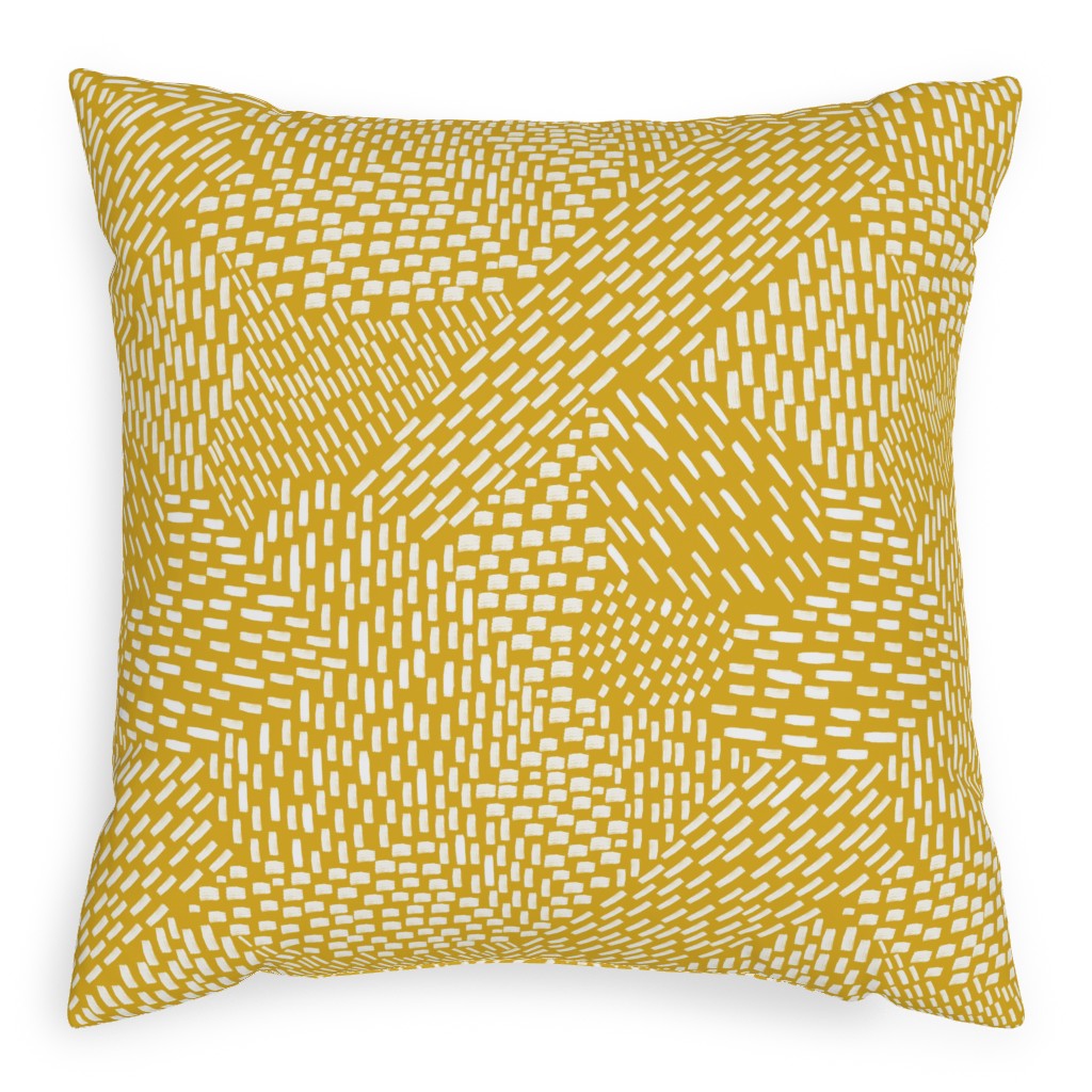 Abstract Brushstrokes Pillow, Woven, Black, 20x20, Single Sided, Yellow, Marigold