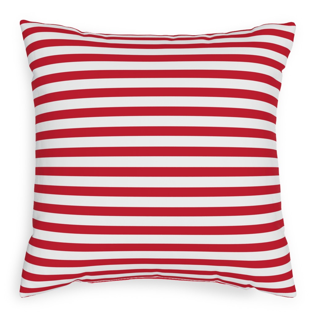 Stripes - Red and White Pillow, Woven, Black, 20x20, Single Sided, Red, Red