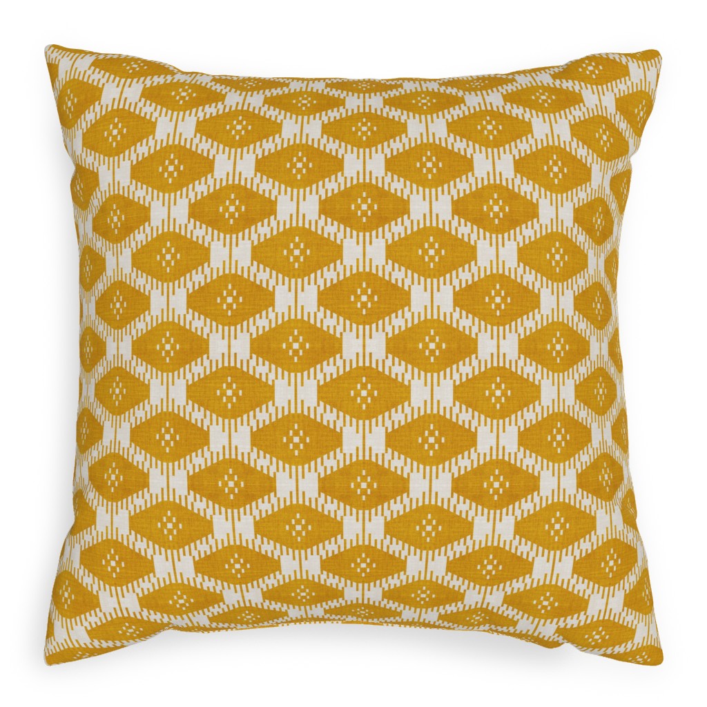Stella Ikat - Yellow Pillow, Woven, Black, 20x20, Single Sided, Yellow