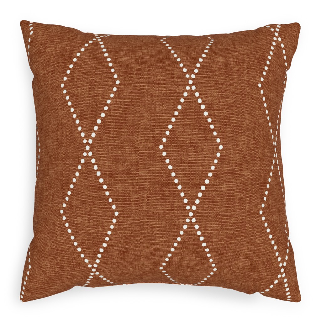 Geometric Diamond - Ginger Pillow, Woven, Black, 20x20, Single Sided, Brown, Brown