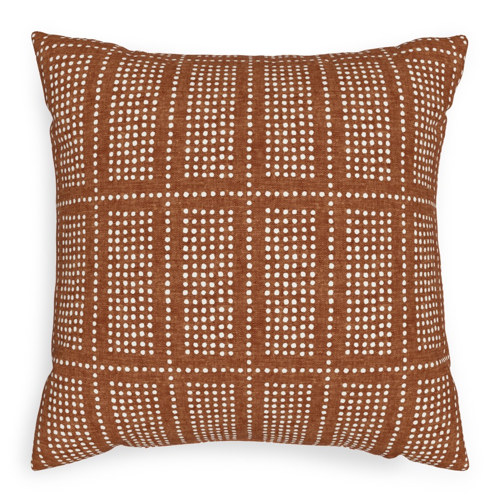 Dotty Boho Geometric - Ginger Pillow, Woven, Black, 20x20, Single Sided, Orange, Orange