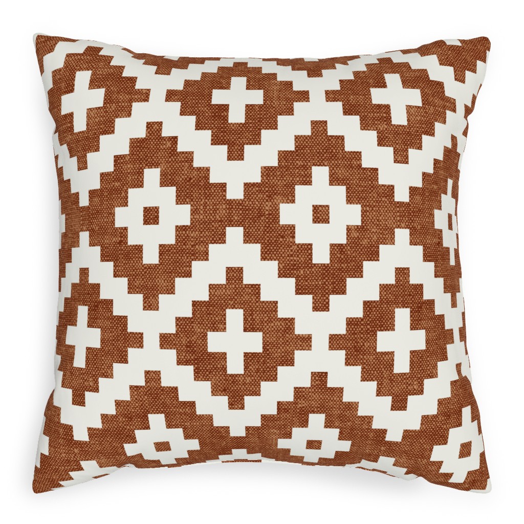 Geometric Woven Aztec - Ginger Pillow, Woven, Black, 20x20, Single Sided, Brown