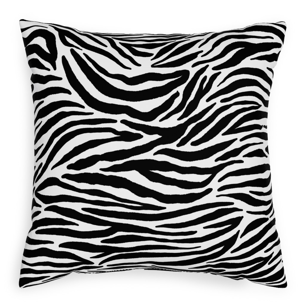 Zebra Print - Black and White Pillow, Woven, Black, 20x20, Single Sided, Black