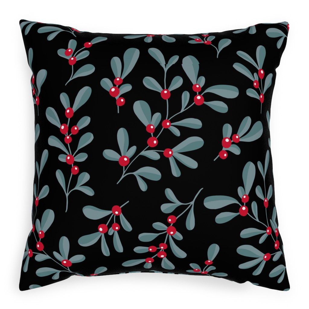Little Mistletoe Garden Botanicals - Dark Pillow, Woven, Black, 20x20, Single Sided, Multicolor