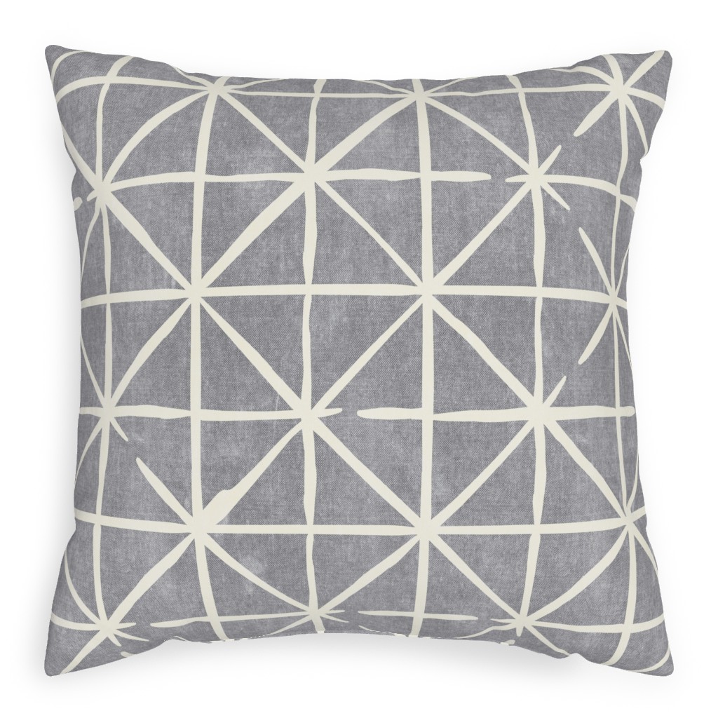 Geometric Triangles - Distressed - Grey Pillow, Woven, Black, 20x20, Single Sided, Gray