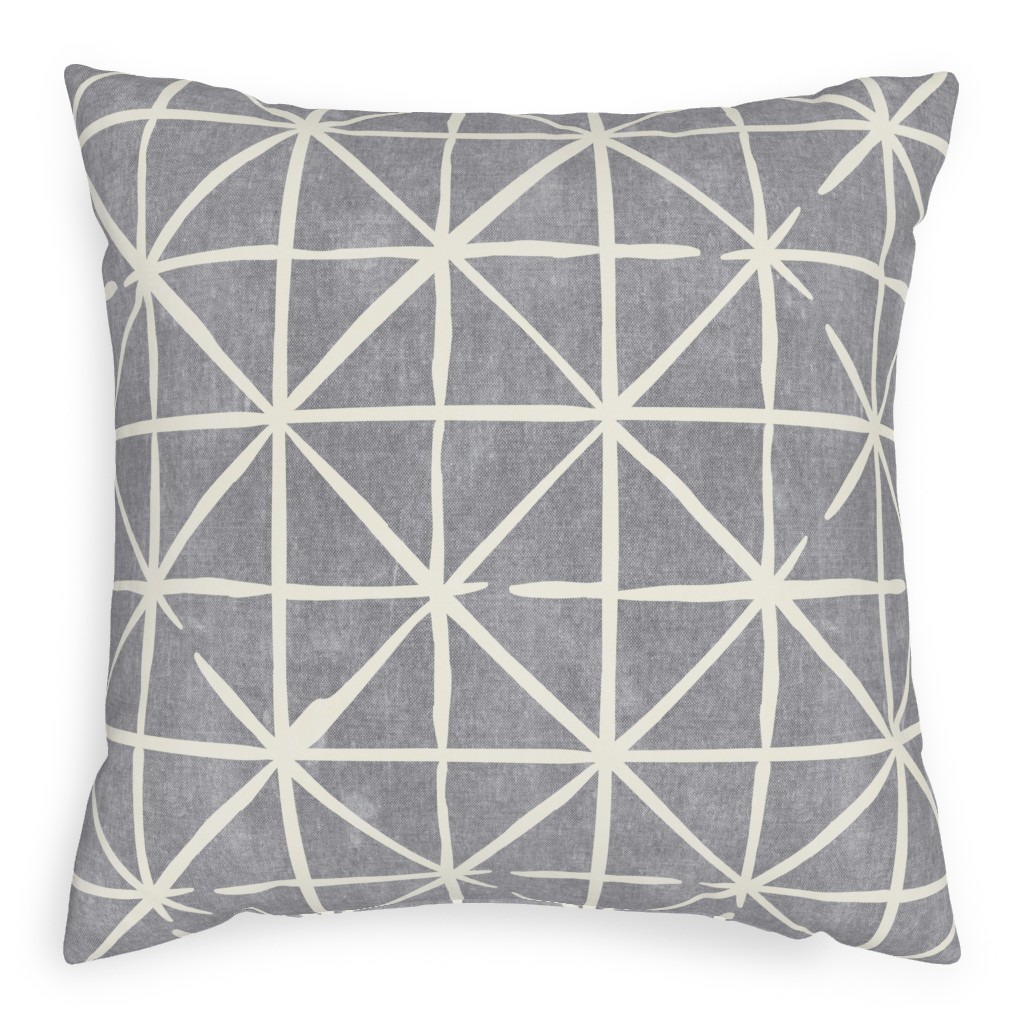 Geometric Triangles - Distressed - Grey Pillow, Woven, Black, 20x20, Single Sided, Gray, Gray
