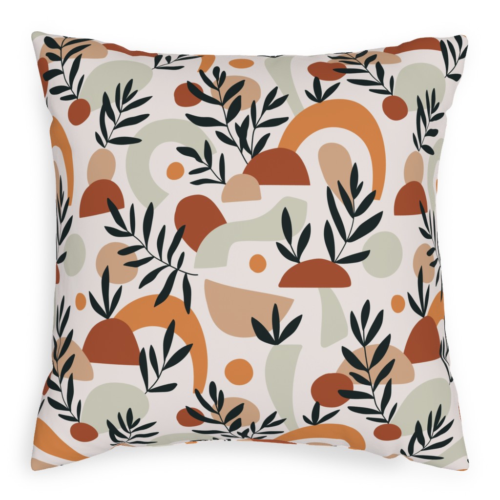 Tropical Leaves and Geometry - Multi Pillow, Woven, Black, 20x20, Single Sided, Multicolor