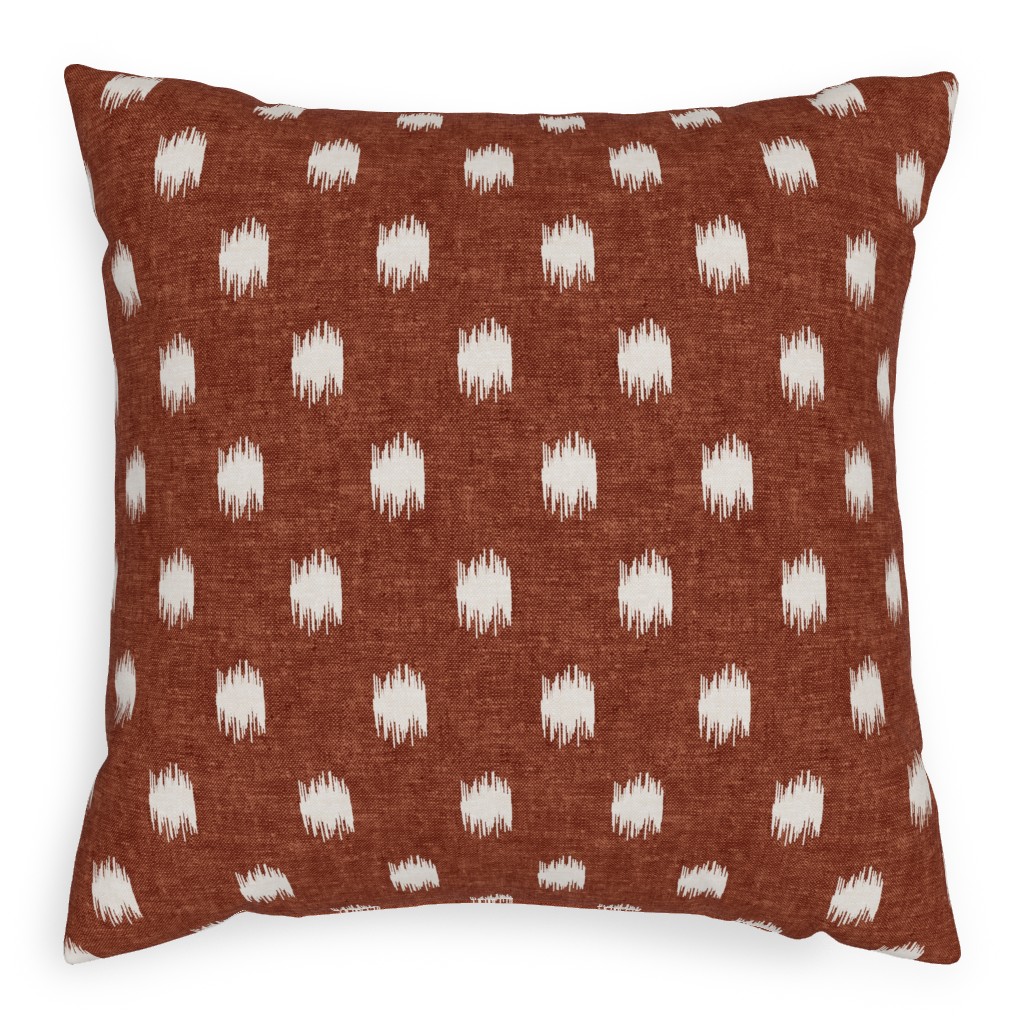 Ikat Polka Dots - Rust Pillow, Woven, Black, 20x20, Single Sided, Red