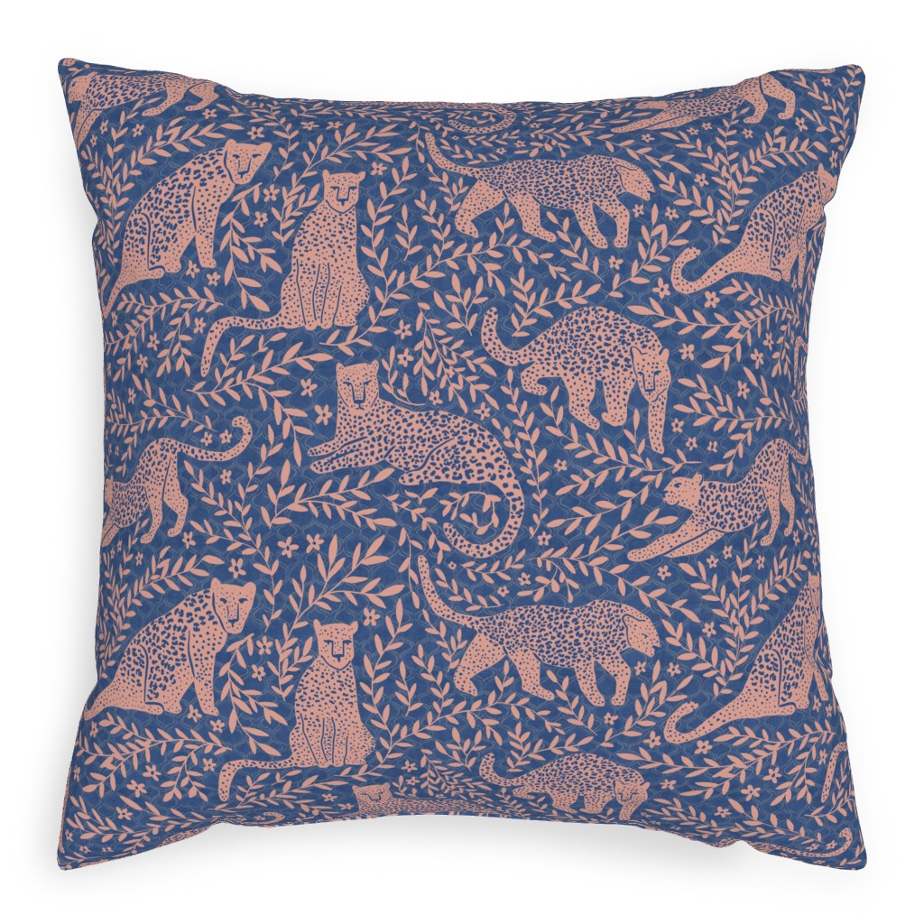 Jungle Cat - Classic Blue Pillow, Woven, Black, 20x20, Single Sided, Blue, True Blue
