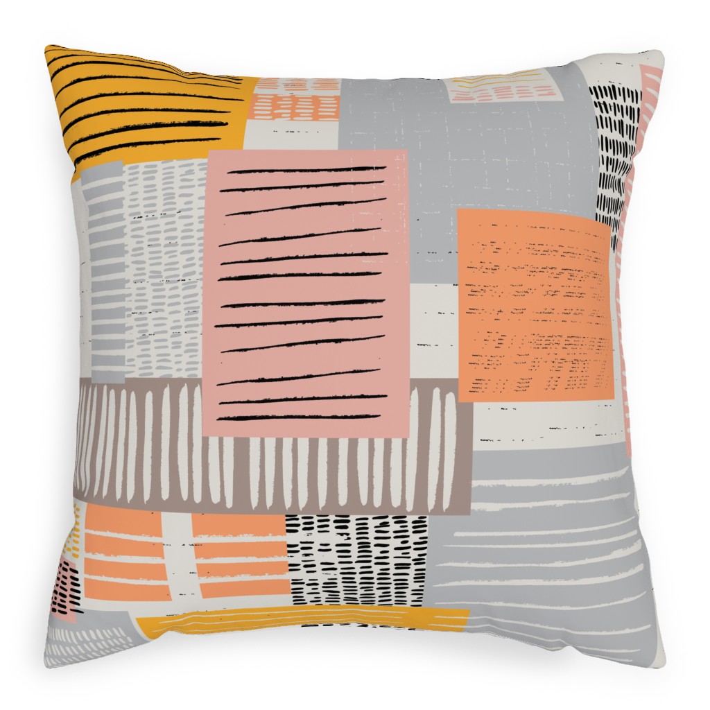 Textured Color Blocks - Multi Pillow, Woven, Black, 20x20, Single Sided, Multicolor
