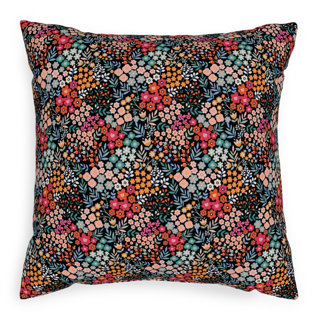 Summer Flower Pillow, Woven, Beige, 20x20, Single Sided, Multicolor