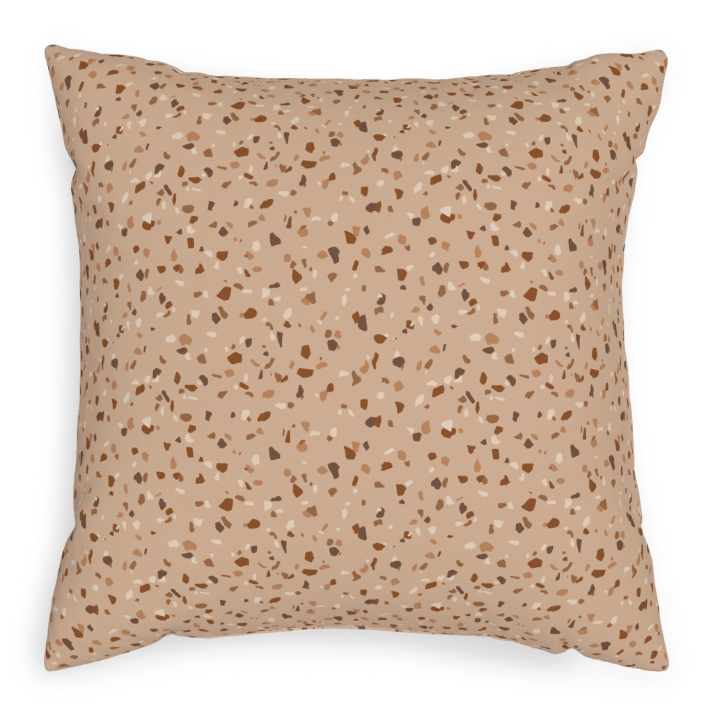Terrazzo - Brown Pillow, Woven, Beige, 20x20, Single Sided, Brown, Brown