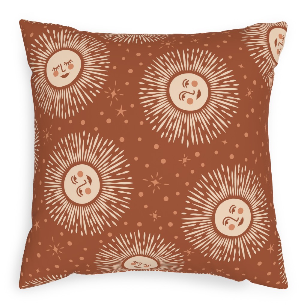 Golden Sun - Warm Pillow, Woven, Beige, 20x20, Single Sided, Orange, Orange